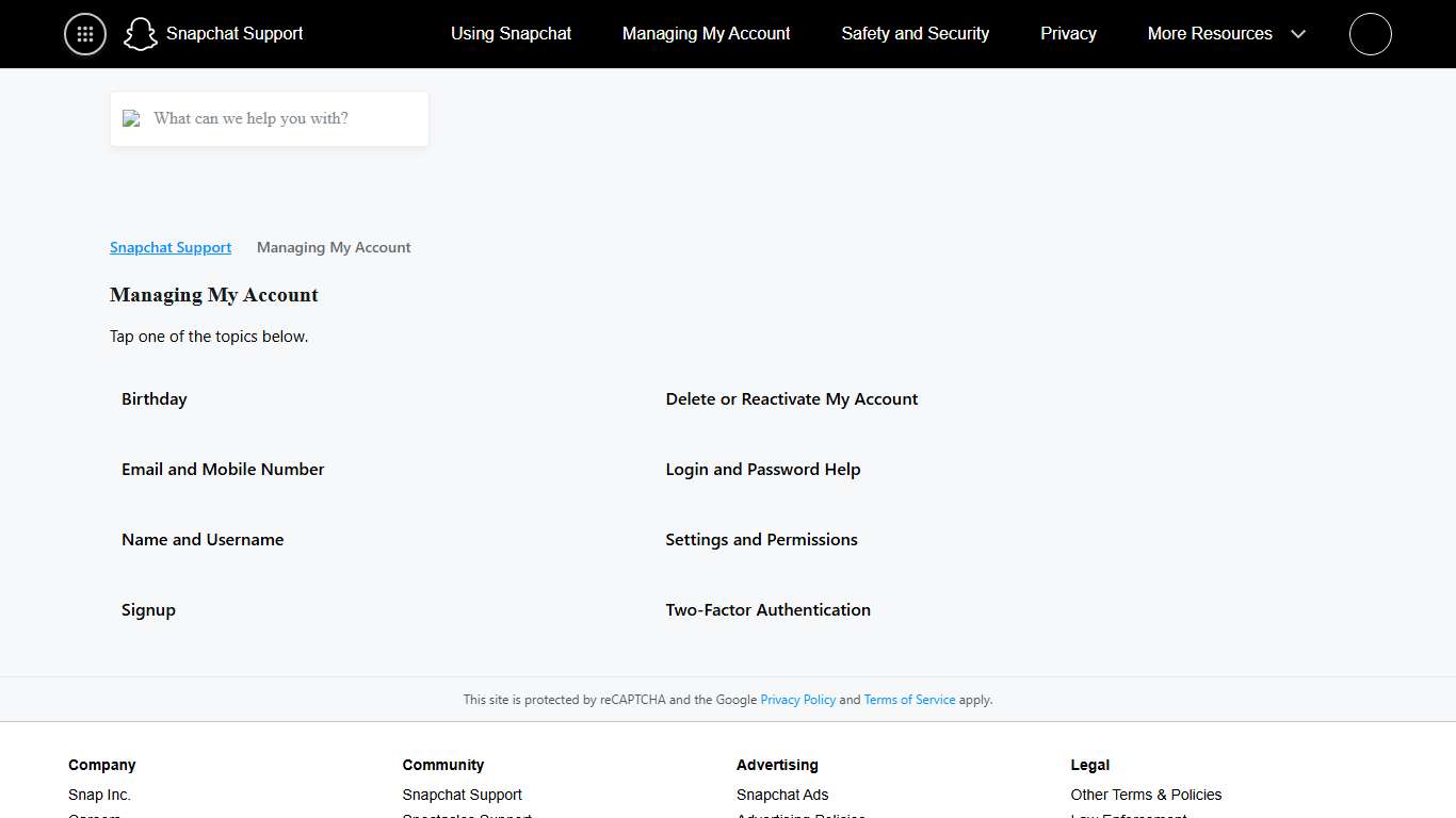 Managing My Account – Snapchat Support
